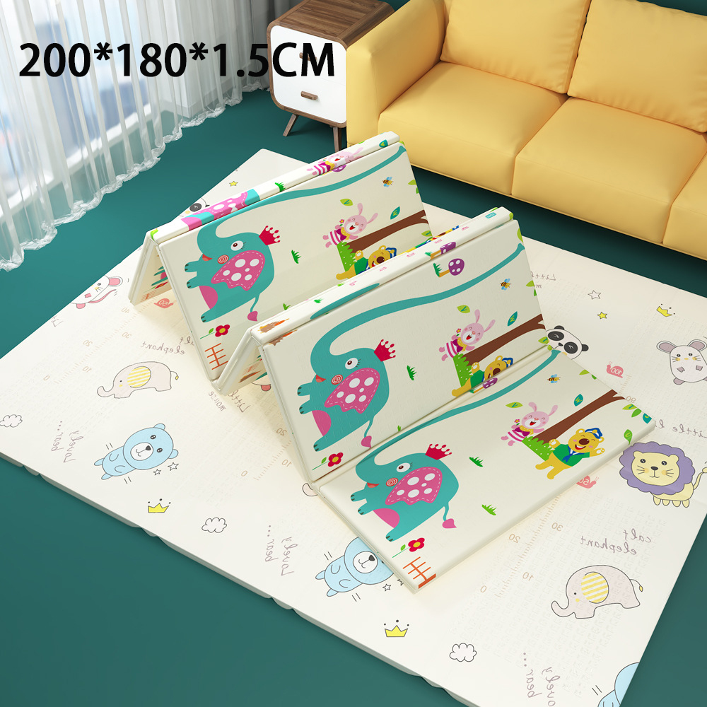 Baby Crawling Mat Folding Baby Crawling Mat Thickened 200*180*1CM 200*180*1.5CM 200*180*2CM Double-sided Foam Floor Mat: Elephant 1.5CM