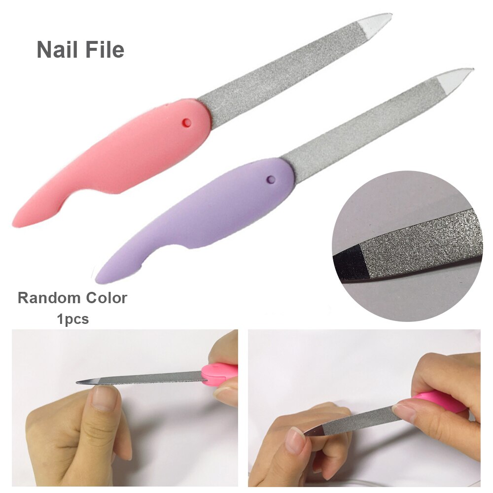 1 Pcs Foldable Cartoon Nail File Stainless Steel Fold Cuticle Care Pedicure Grinding Tool Nail Files Random Color