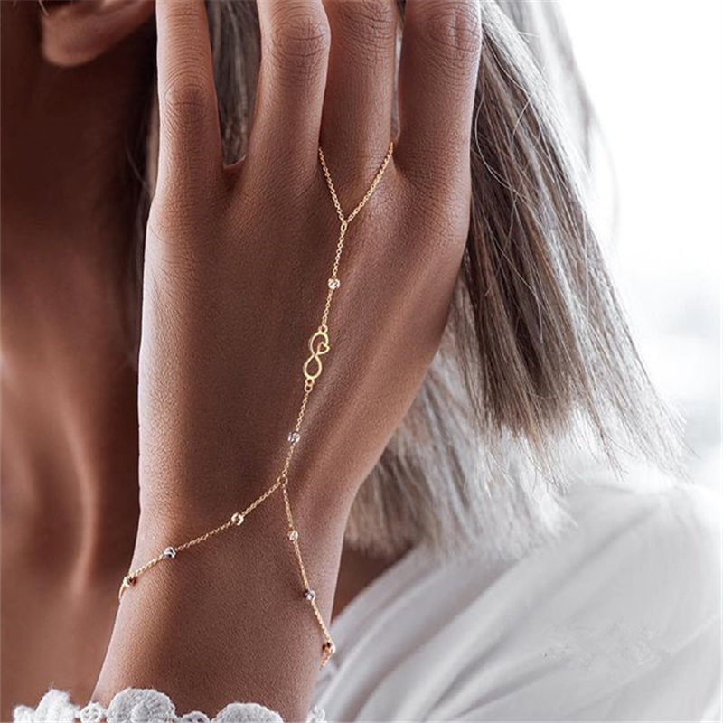 Pulsera con símbolo infinito de creatividad minimalista para mujer, cadena de dedo, de joyería, accesorios de ropa, número 8