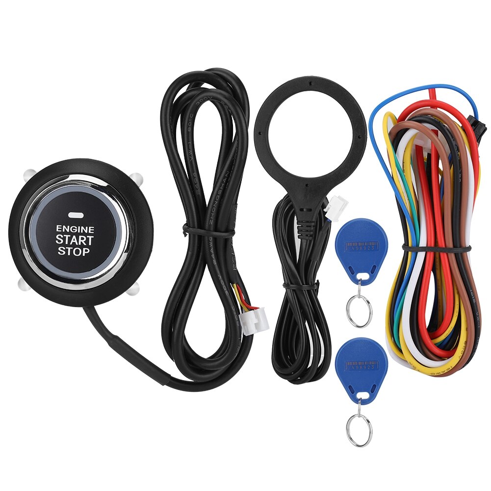 Car Engine Smart Start Button, 3-5CM Push Start Stop Anti-theft Alarm System/RFID Engine Lock Auto Car Alarm Start Button