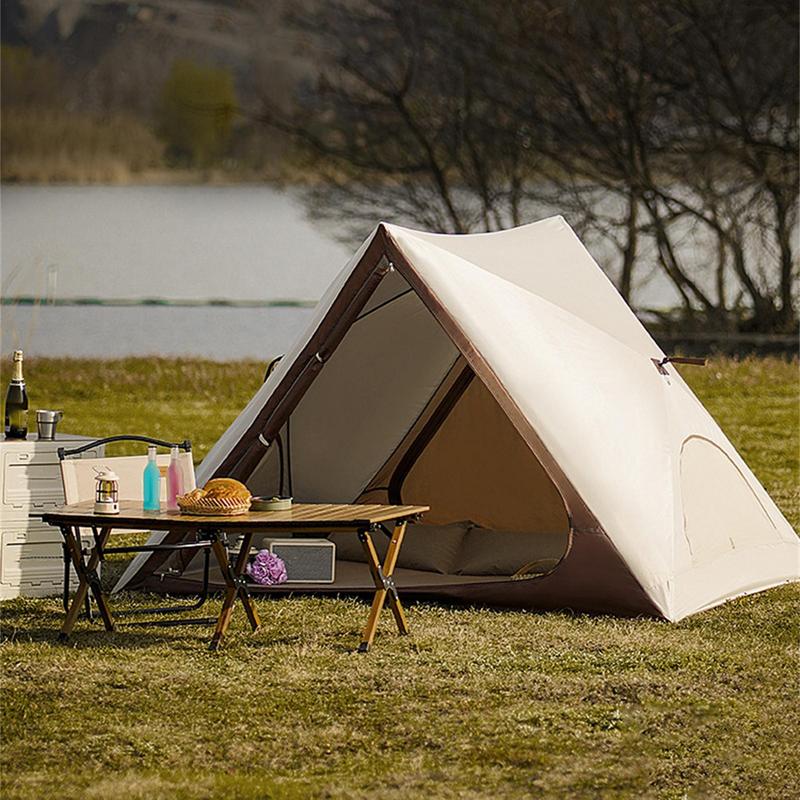 Tienda de campaña portátil Triangular, refugio solar abierto automático con estacas de tierra, parasol de fácil configuración con puertas delanteras y traseras para pescar