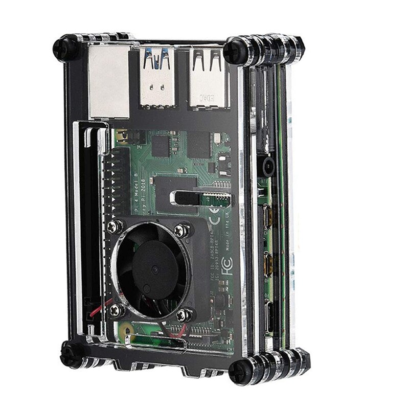 Acrylic Case for Raspberry Pi 4 Model B,Case with Cooling Fan for Raspberry Pi,with Heatsinks for Raspberry Pi 4 Model B