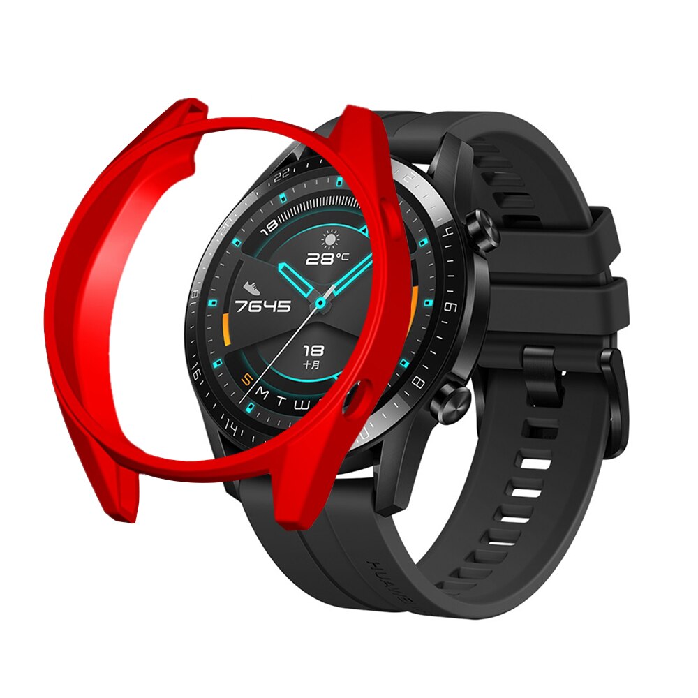 Funda de TPU para Huawei Watch GT 2 y reloj GT marco Protector para Huawei GT 2 GT 46mm Smart Watch pulsera carcasa protectora: Rojo / Huawei GT 46mm