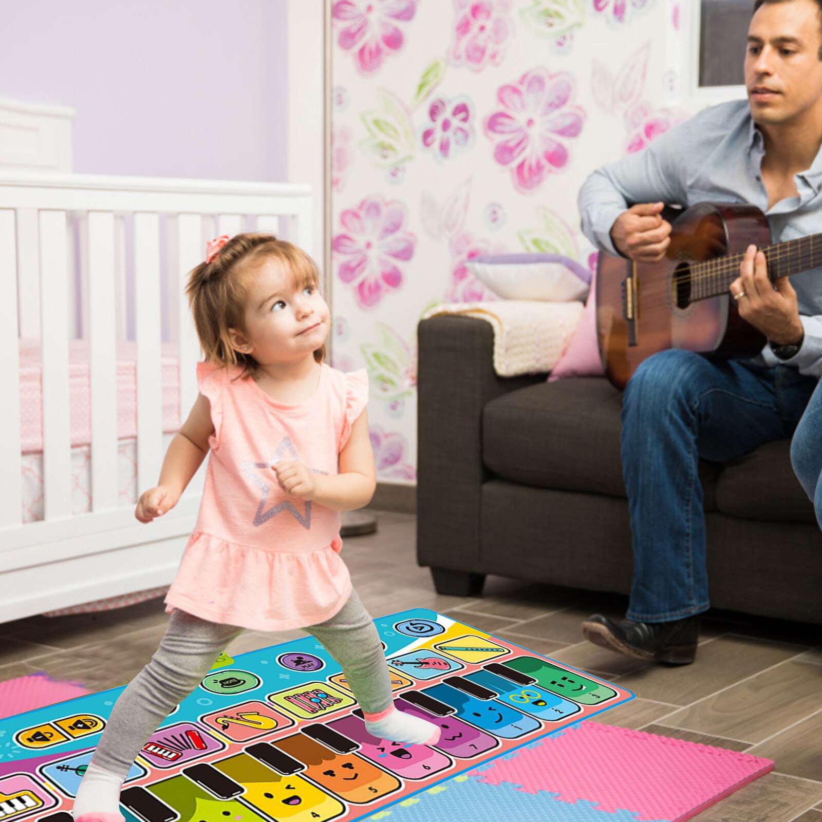 Mooie Afdrukken Piano Dansmat Fun Muzikale Stap 'N' Play Mat Voor Kinderen-Voeren Klassieke Tunes Met Uw Voeten-Grote