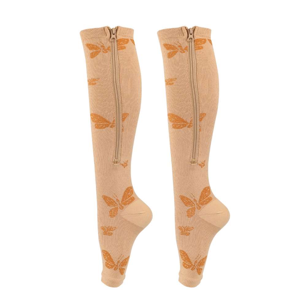 1 paar sport-kompressionsstrümpfe mit reißverschluss, fußball- und basketballsocken, stovepipe-socken, beinstrümpfe zur vorbeugung von krampfadern: D / Sm