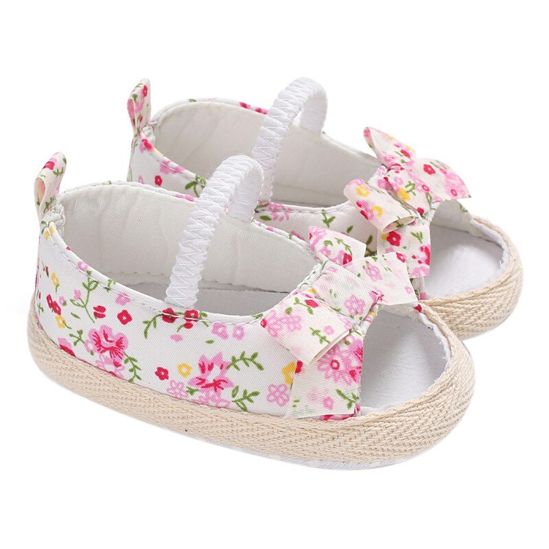 Sommer Baby Mädchen Sandalen Bogen Druck Baumwolle Komfort Weiche Turnschuhe Neugeborenen Sandalen