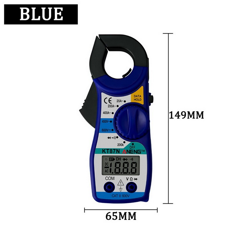 1PCS Clamp Multimeter LCD Digital AC/DC Current Ammeter Voltage Resistance Capacitance Volt Amp Ohm Meter With Tester Probe: blue