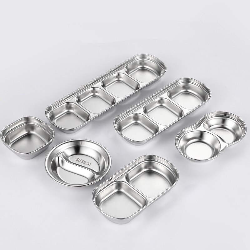 Sauce Dish Appetizer Serving Tray 304 Stainless Steel Sauce Dishes Spice Plates Kitchen Supplies Plates Spice Dish Plate