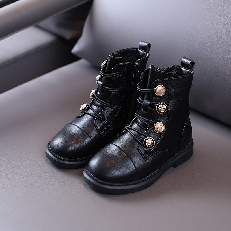 Scarpe per bambini 2020 di inverno nuovo Metallo botton bambini Retrò Martin stivali Riscaldamento delle ragazze del cotone stivali morbida suola in pelle di avvio