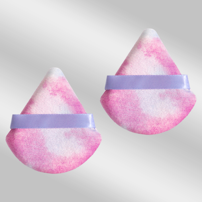 2 件 Triangle Powder Puff Face Makeup Sponge Soft Velvet Cosmetic Puff Blender Beauty Foundation Sponge Make up Accessories: MULTICOLOR