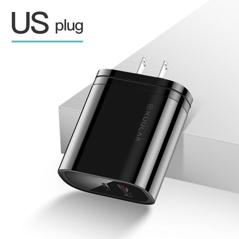 Caricabatterie USB KUULAA 36W PD Quick Charge 4.0 3.0 USB tipo C caricabatterie rapido adattatore telefono Supercharger per iPhone 13 Xiaomi Huawei: US Black