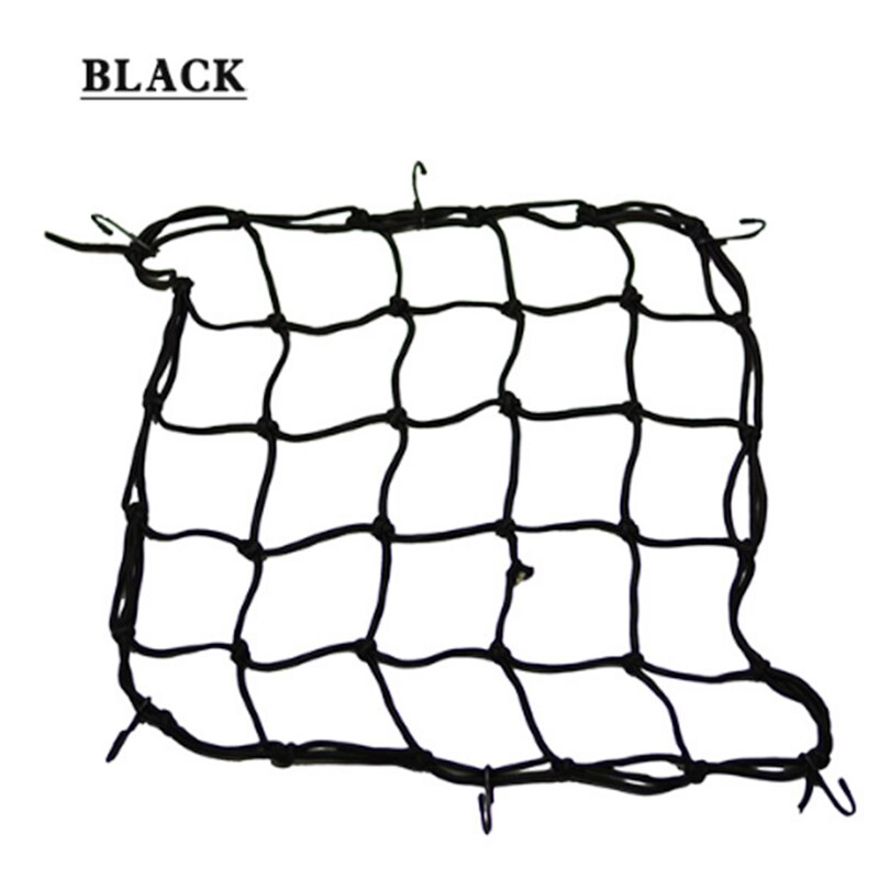 1pc Universal 6 Hooks Bungee Cargo Net Motorcycle Motorbike Helmet Hold Down Fuel Tank Luggage Mesh Storage Organizer Net Bag: black