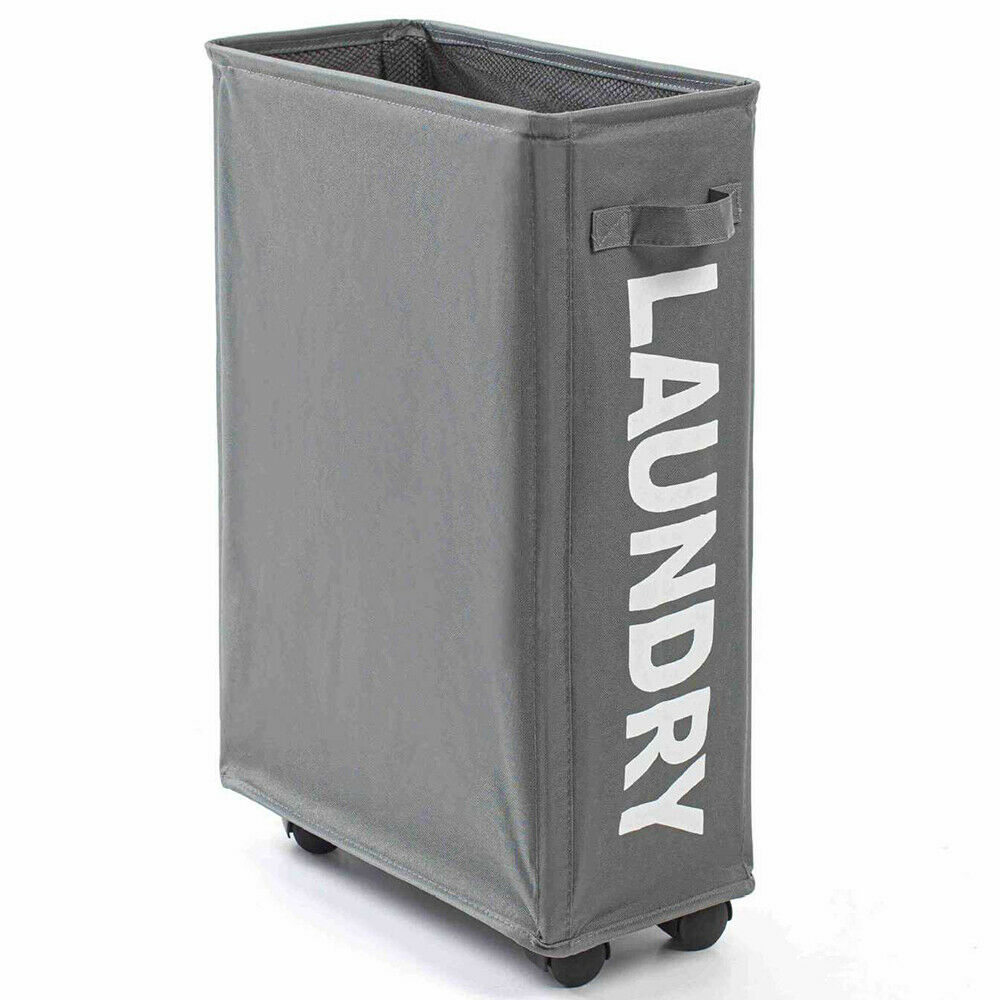 Rolling Corner Laundry Basket Slim Laundry Hamper with Mesh Cover Waterproof Clothes Toy Storage Bin Organizer hamper