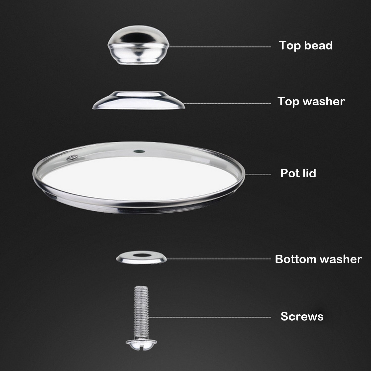Behogar 4 stk rustfritt stål utskiftbart deksel knapp panne gryte glass lokk deksel håndtak knott håndgrep grep kjøkkenverktøy