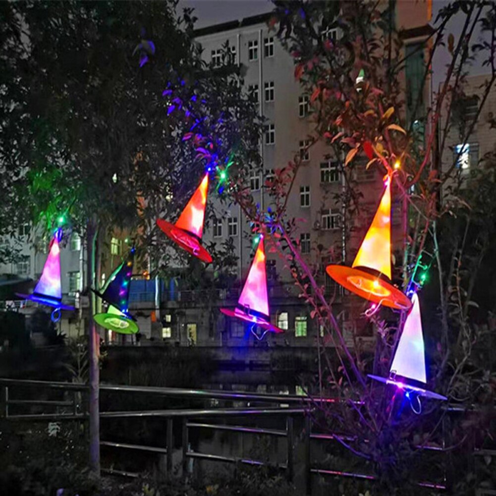 Neue Halloween Leuchtende Hexe Hütte mit LED Schnur Lichter Glänzende Kostüm Headwear für Außen Dekoration Cosplay Requisiten