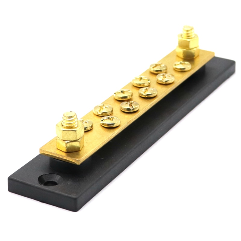 Universal 60A 8/10/12/16 Way Brass Buss Bar Insulator Base Power Distribution Terminal Block Accessories For Car Boat