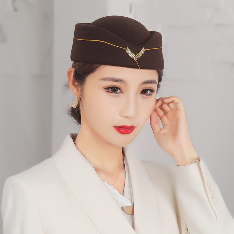 Frauen Stewardess Kostüm Zubehör Flug Begleiter Hütte mit Luft Gastgeberin Cosplay Kostüm Zubehör: Braun