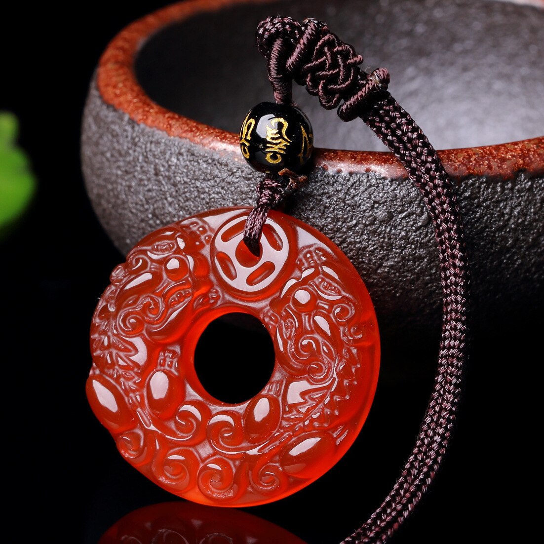 Echte Natuurlijke Jade Lucky Bixie Hanger Ketting Mannen Vrouwen Sieraden Geel Groen Wit Rood Chalcedoon Pi Xiu Geluk Amulet: 1