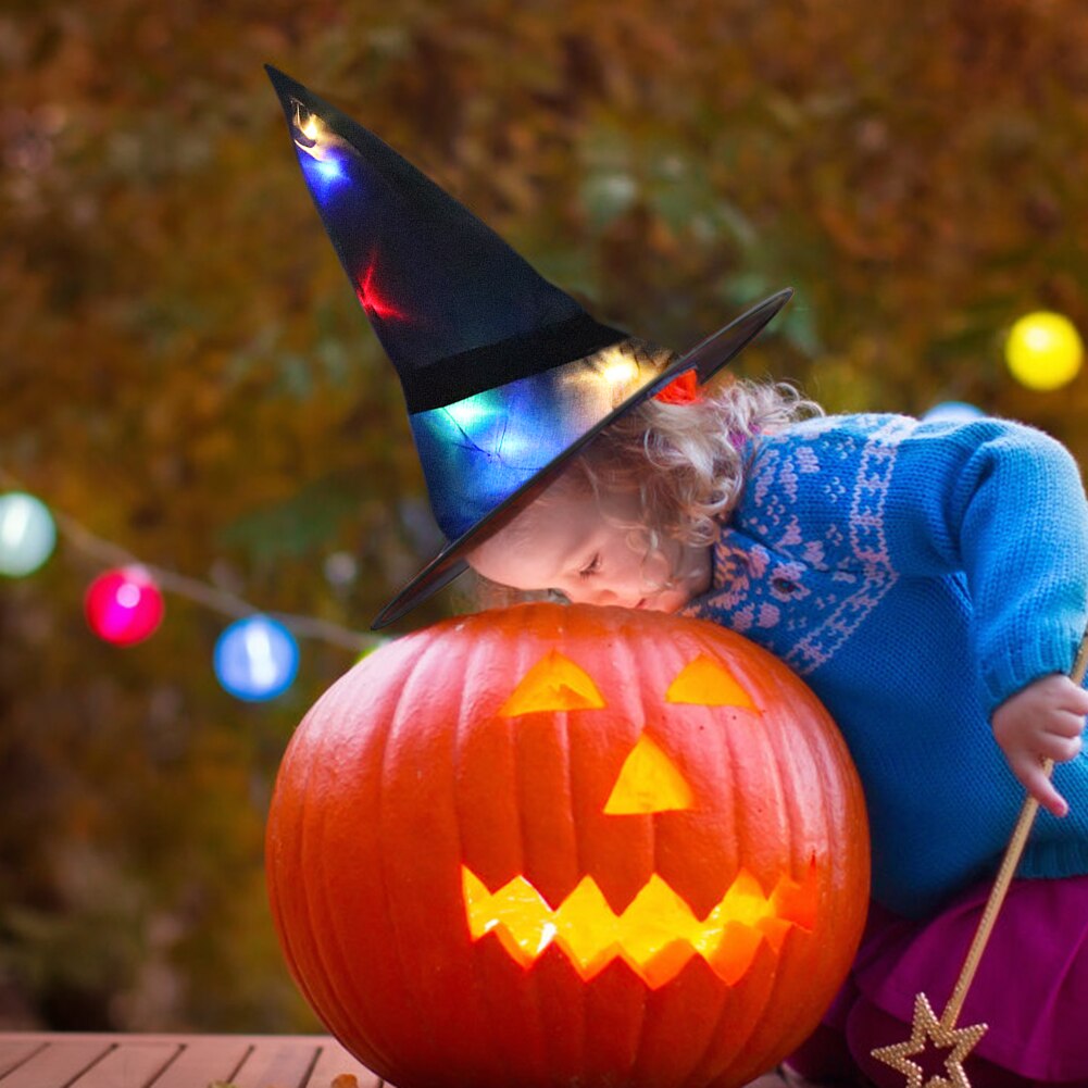 Halloween LED chapeau lumineux fête décoratif brillant sorcière chapeau enfants