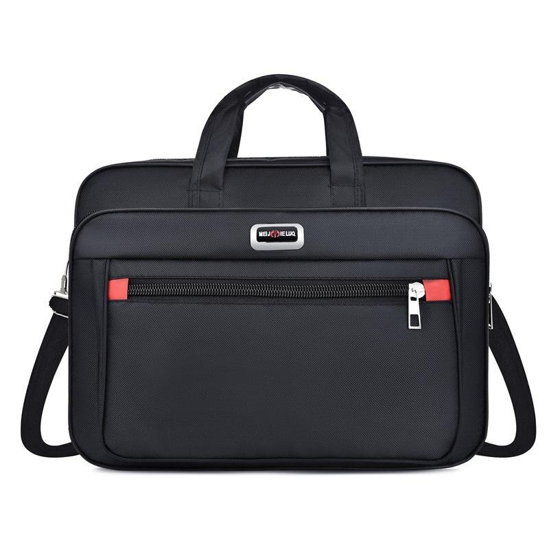 cheap Men Briefcases Business Computer Handbags Portable Zipper Shoulder Laptop Bag Waterproof Office Portable Bag: Black