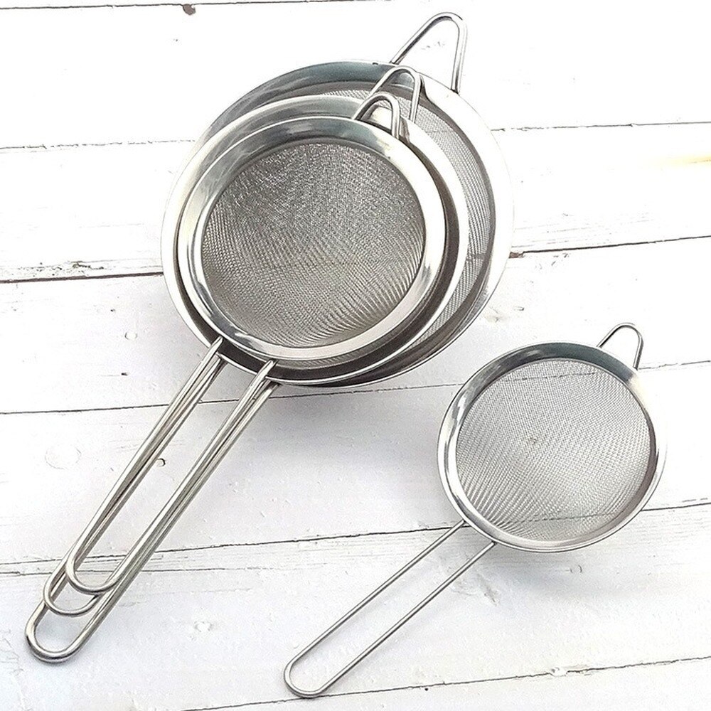 Handbediende siliconen roestvrijstalen bloemzeef, handbediende zeef, poederisolatietool, handbediende zeef, bakgadget
