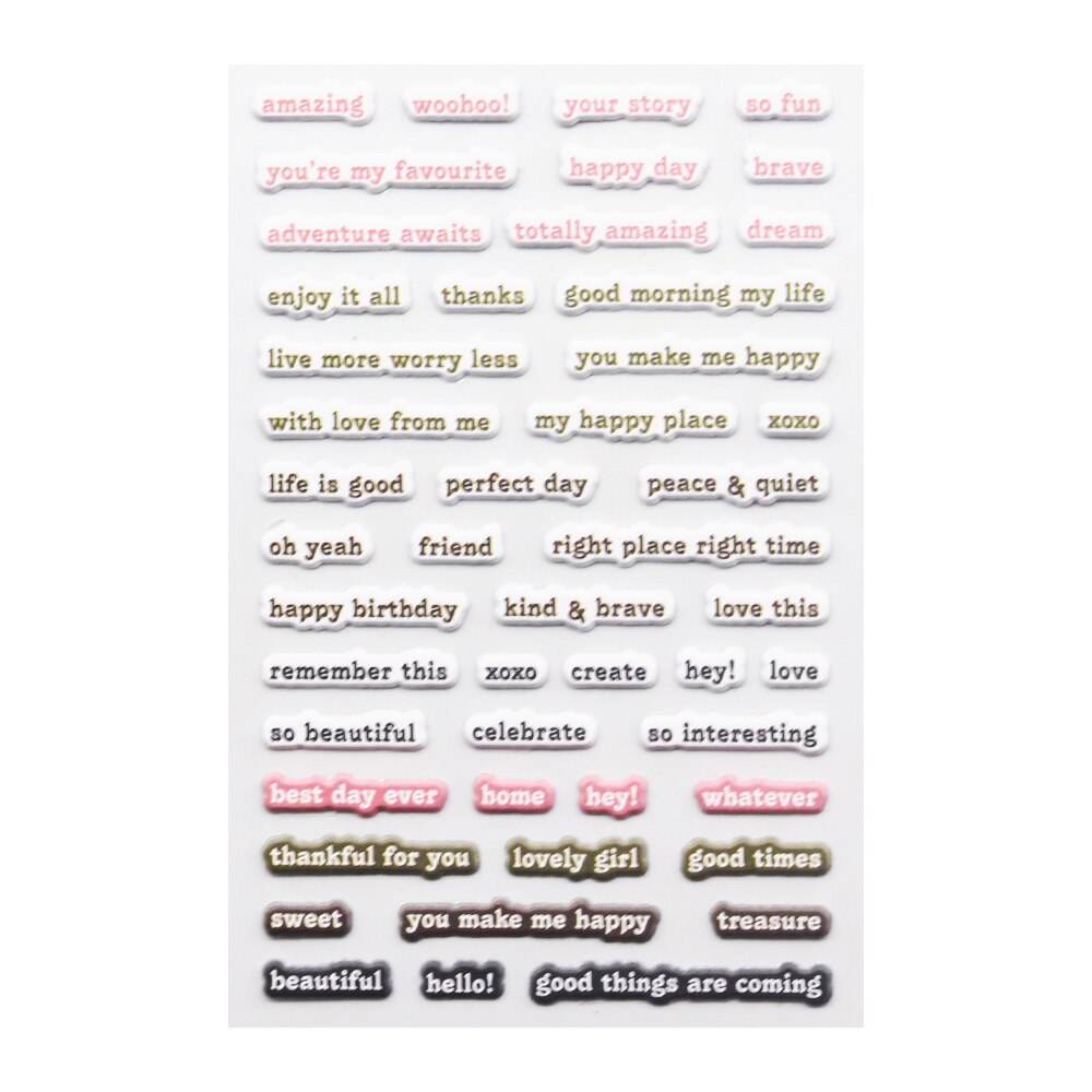 Pegatinas de palabras con motivo hinchado de camino , adornos autoadhesivos, manualidades DIY para álbum de recortes, fabricación de tarjetas, decoración de diario