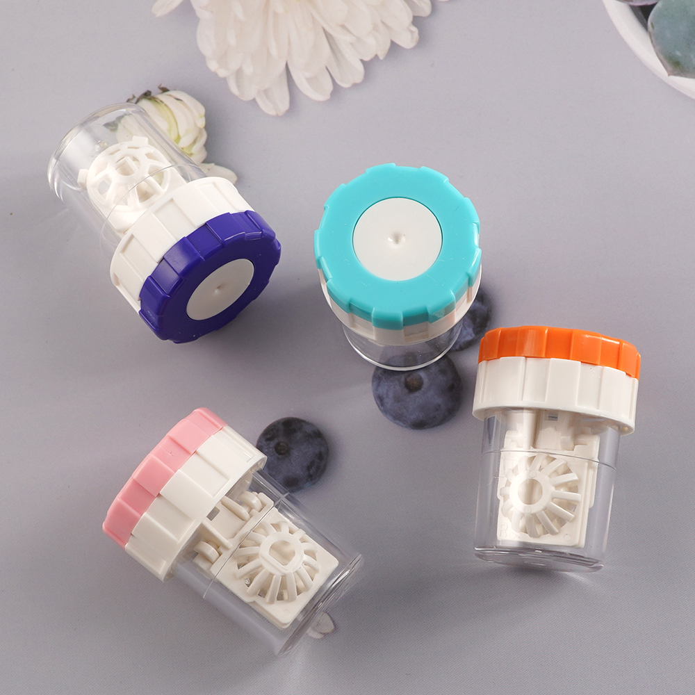 Contact Lens Cleaner Case Box Handleiding Rotatie Type Plastic Container Opslag Houder Contactlenzen Cleaning Tools
