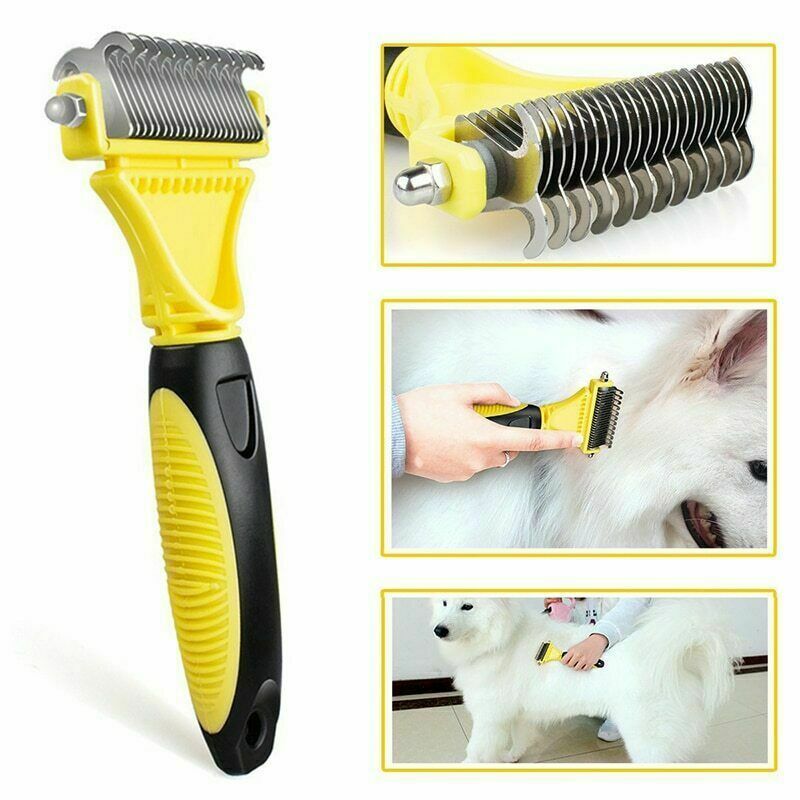 Pet Hair Brush Tool Knoop Remover Hond Kat Vergieten Dubbelzijdig Open Trimmer Grooming Vergieten Dematting Rake Kam