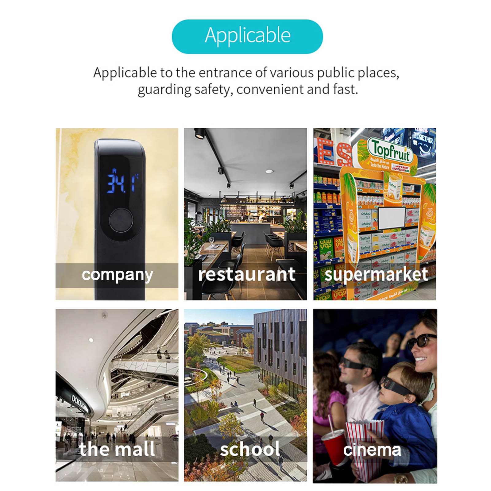 Non-Contact Thermometer IR Infrared Sensor Handheld Forehead Thermometer LED Digital Display Fever Alarm Portable for Baby Kids