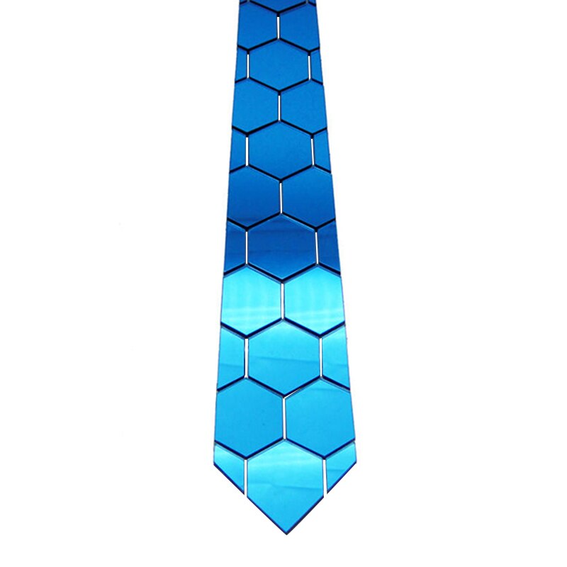 Cravate hommes de géometie forme nid d'abeille Slim Fit cravate miroir bleu tout Match accessoire de fête d'affaires luxe