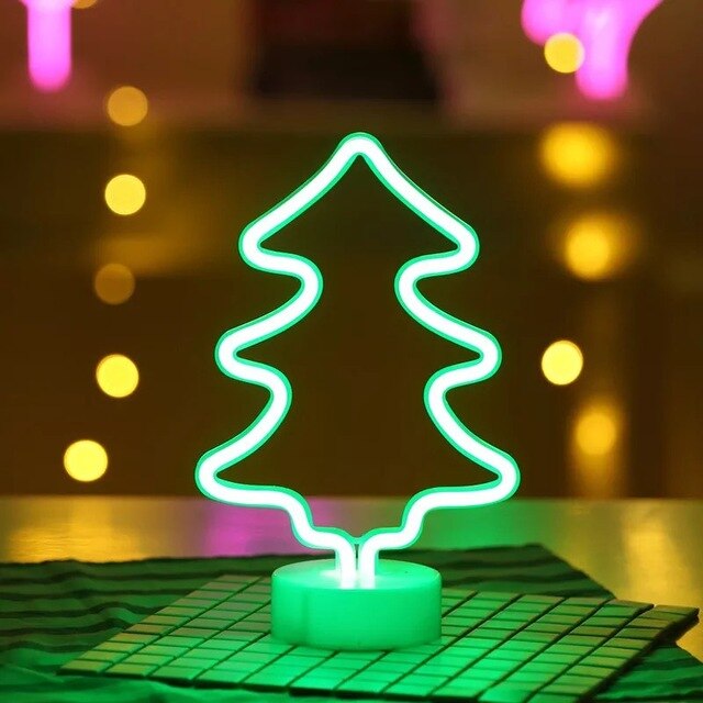 Rainbow Led Neon Night Light Home Decor Kids Girls Kawaii Bedroom Interior Lighting Aesthetic Room Decor Lamp: Christmas tree