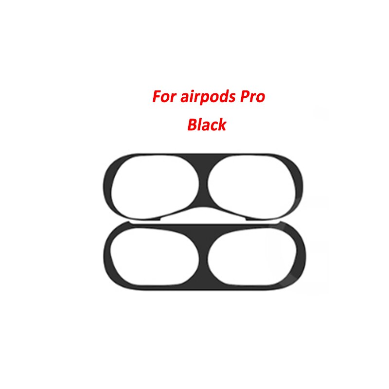Para los airpods de Apple Pro 1 2 polvo de metal guardia etiqueta escudo film a prueba de polvo para airpod auriculares accesorios tierra de protección: airpod pro black