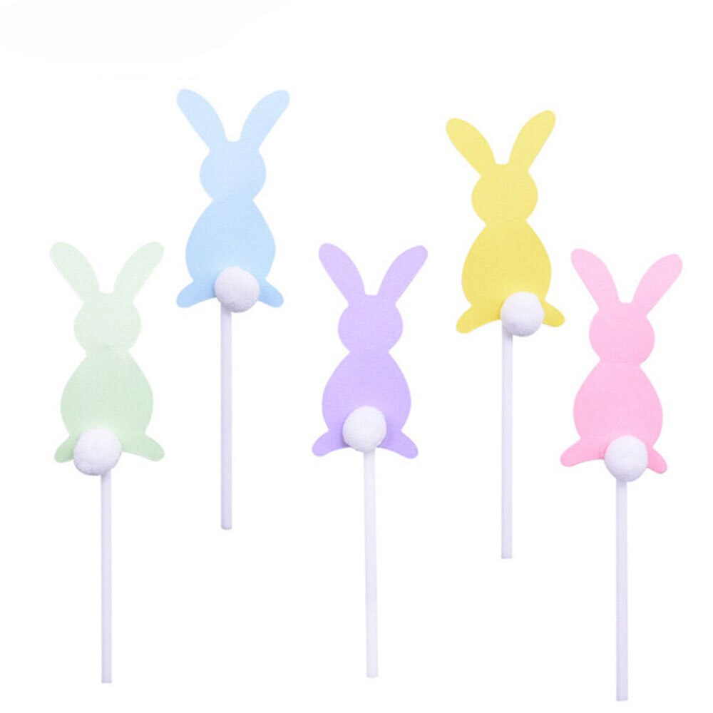 5Pcs Easter Cake Decorating Bunny Cake Insert Card Cupcake Decoration Party Insert Card Party Decoration Supplies: A