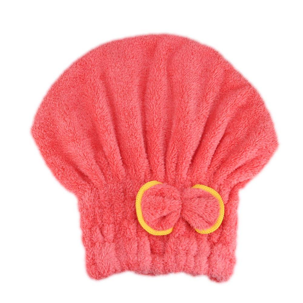 Mikrofiber hurtig hårtørrende bad spa bowknot wrap håndklæde hat cap til bad badeværelse tilbehør tb: Rød