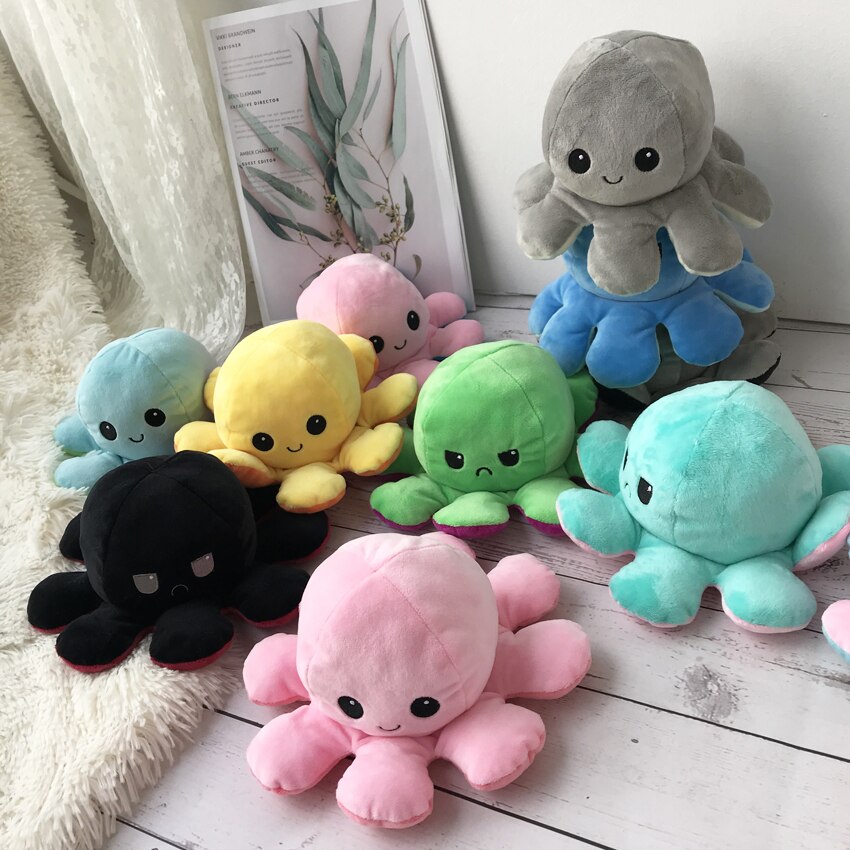 Octopus Reversibile Della Bambola Della Peluche Doppio-sided Vibrazione Reversibile Farcito Peluche Bambola Giocattolo Per Bambini Ragazze Bambola Decorazione Della Casa