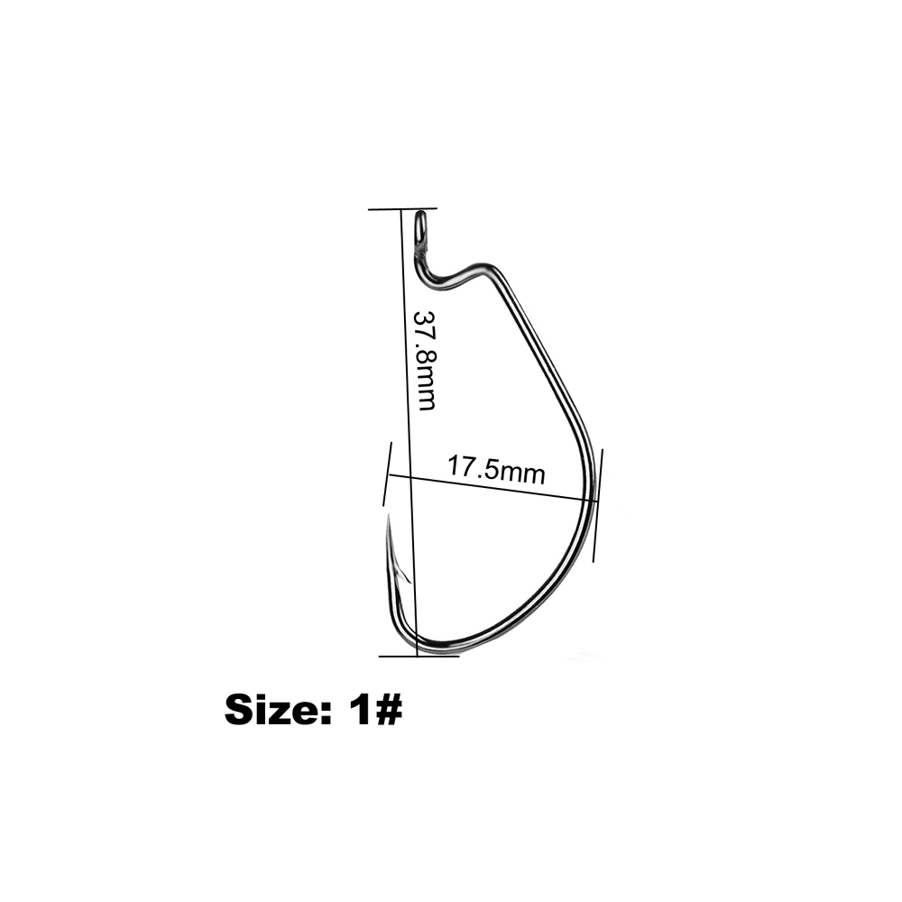 50 stk / mye størrelse : 6#--5/ o fiske krok karbon stål avlet sveiv offset fiskehake til myk orm lokke bass pigg karpe fiske: 1
