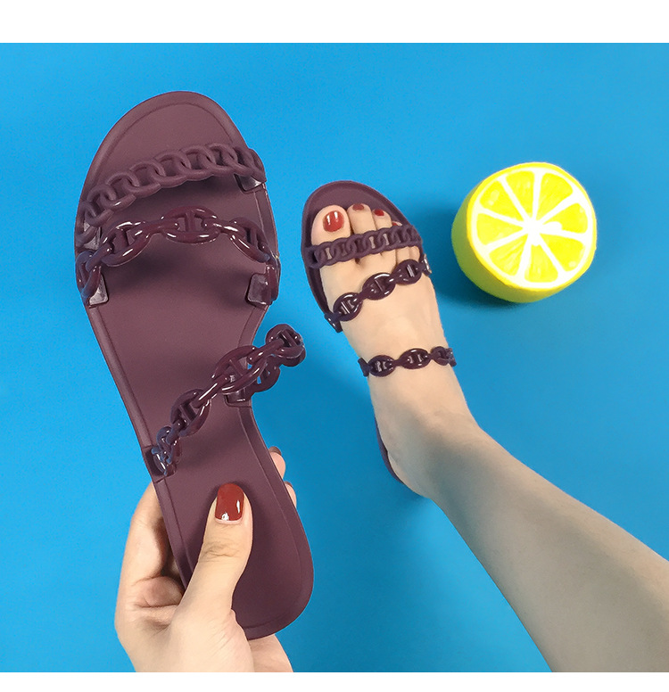 Sandaler gelé platta strand utomhus fritid platta med enkla barn flicka dagligen bekväma andningsbara halkfria lätta: Brun / 39