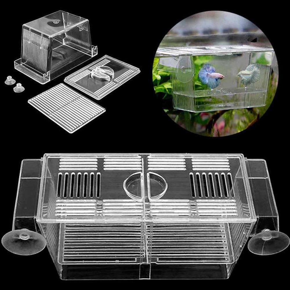 Double-Deck Transparent Acrylic Fish Tank Isolation Holder Breeder Box Aquarium Incubator House Hatching Fish Tank Fish Y2I8