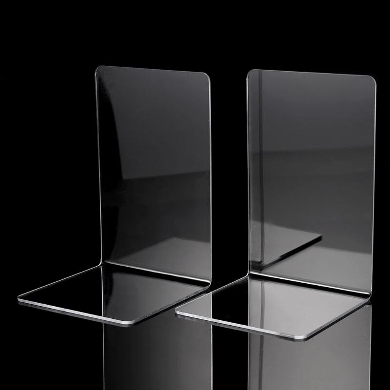 Sujetalibros de acrílico transparente, organizador de escritorio en forma de L, soporte para libros, papelería escolar, accesorios de oficina, 2 uds.,