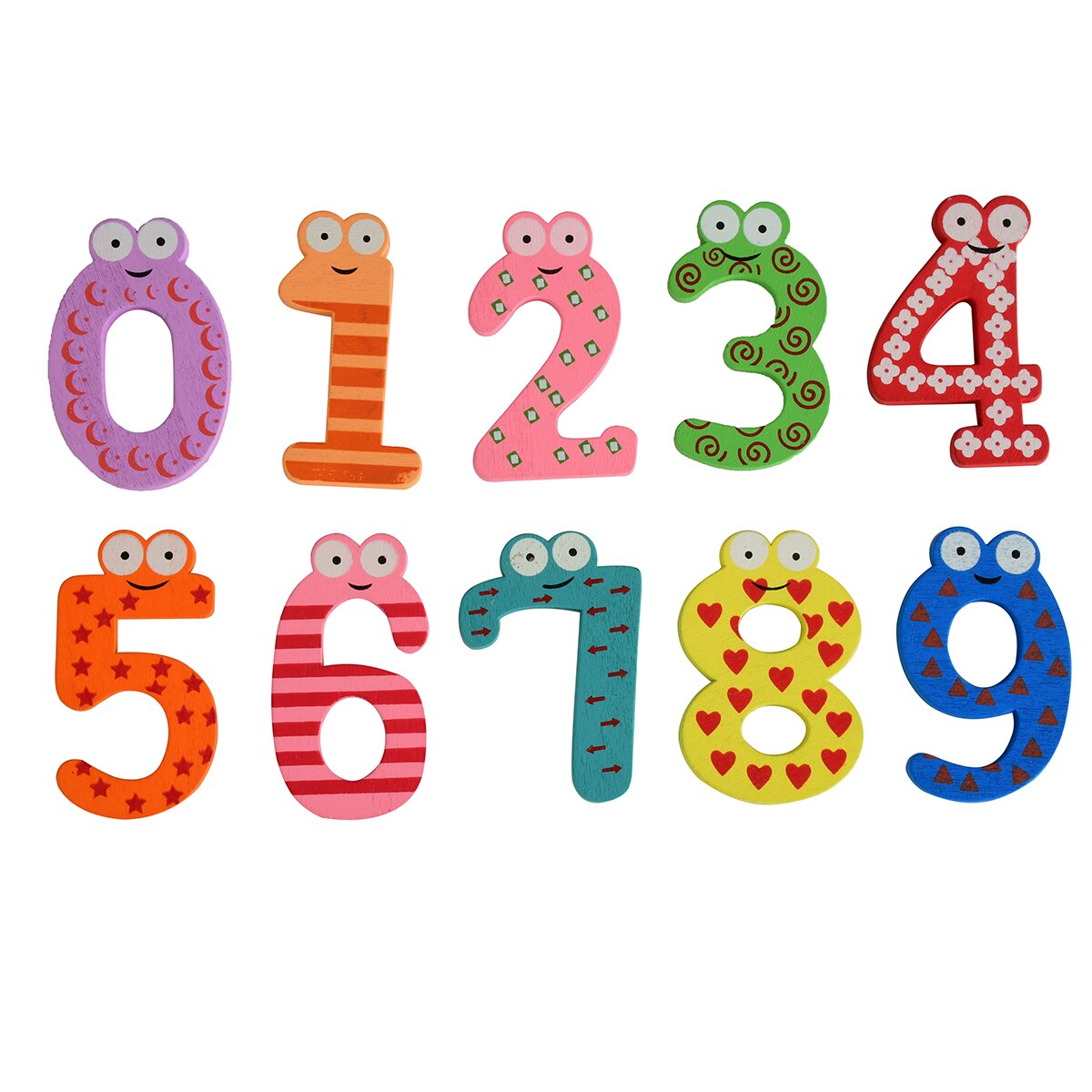 1Set Number 0-9 Cartoon Wooden Number Children's Early Education Supplies Fridge Magnet: Default Title