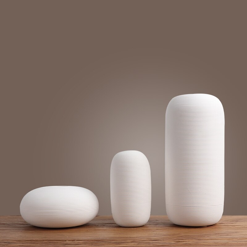 Keramisk vas dekoration modern enkel japansk zen stil blomma torkanordning te hus hotell vardagsrum veranda dekoration: Uppsättning av tre