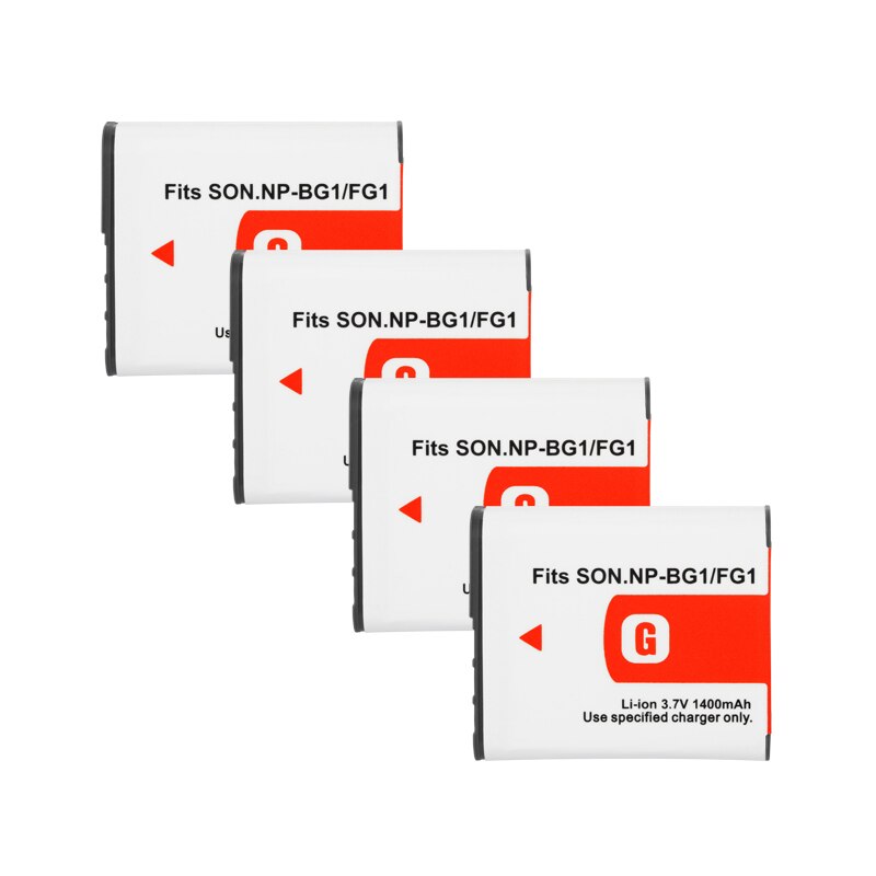 Battery NP-BG1 NP-FG1 1400mah for Sony Cyber-Shot DSC-W100 DSC-WX1 H3 H7 H9 DSC-H10 DSC-H20 DSC-H50 DSC-H55 Batterie NP BG1: 4PCS Battery