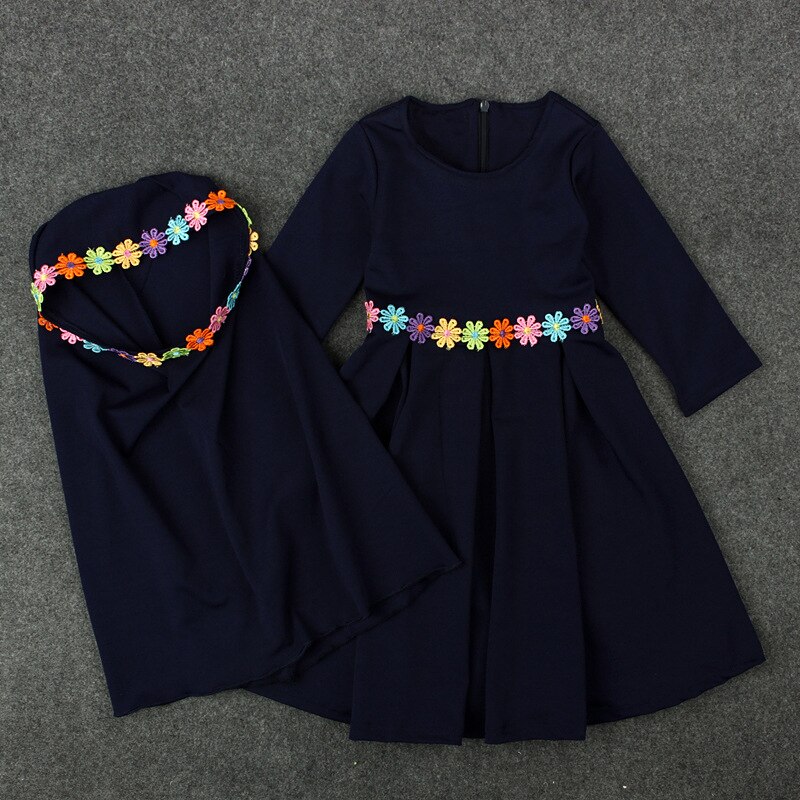 Kinder abaya meisjesjurk moslim abaya kaftan dubai groene jurk met lange mouwen + hijab gewaad arabische islamitische kleding meisjes gewaden 1-5 jaar: Zwart / 2t