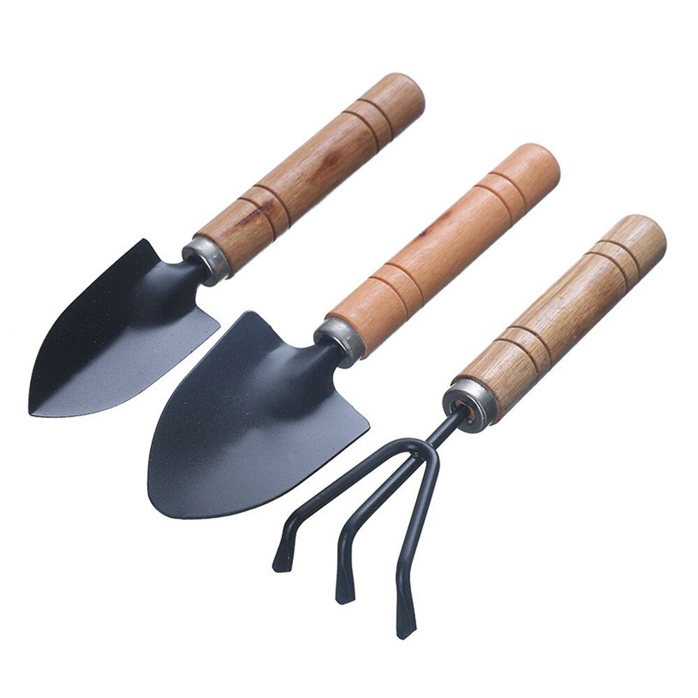 Taitu 3 Stks/set Mini Tuin Schoppen Claw Tool Met Houten Handgrepen Diy Bonsai Gereedschap Voor Beperkte Gebieden Bloem Potplant: Donkergrijs