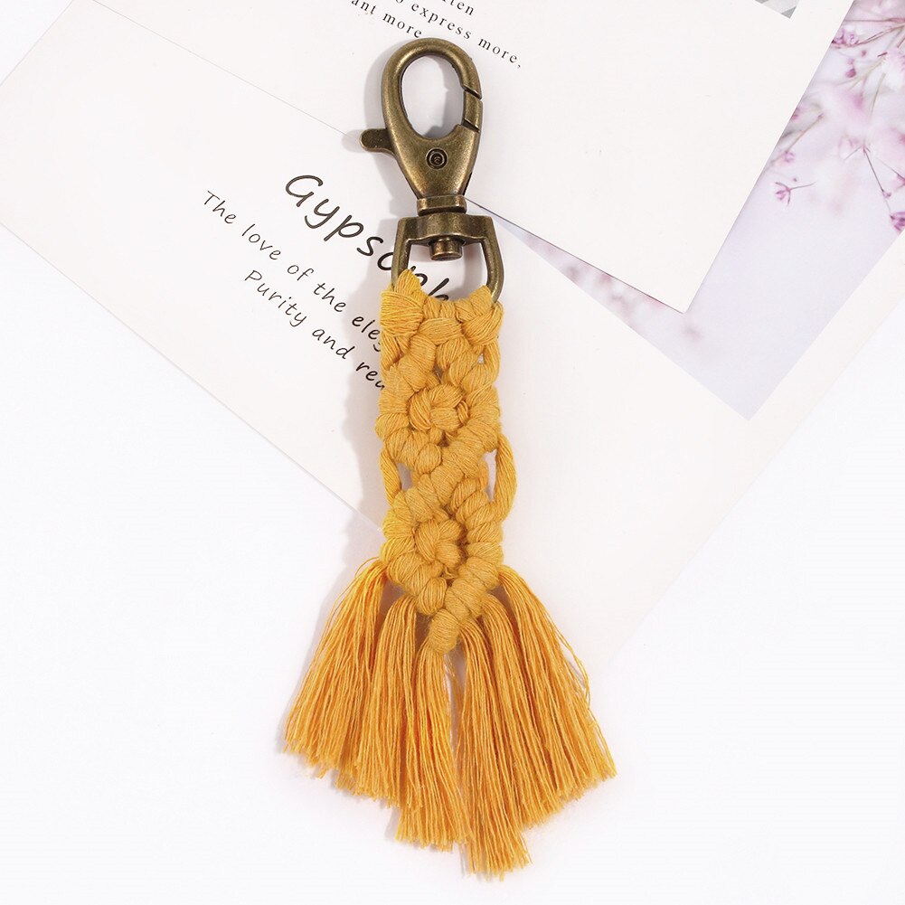 Macrame gobelin tapetry nøgleringe til kvinder 100%  bomuld handmadekeyringmacrame cordbest ven nøglering til kvinder: K7540