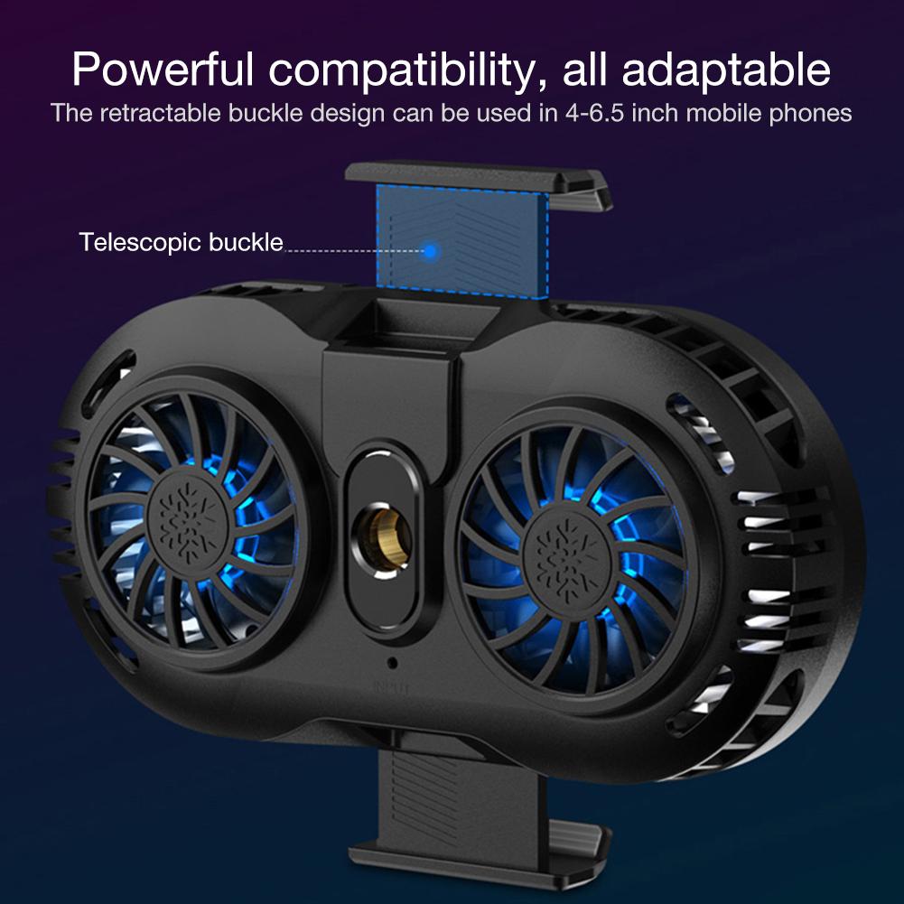 Portable Gaming Phone Cooler Cooling Fan Holder Mobile Phone Radiator Adjustable Heat Sink Universal For 4-6.5 Inches Phones