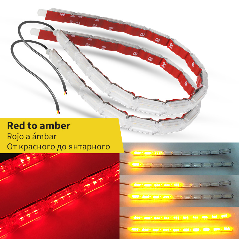 Tira de luces LED de circulación diurna para coche, luz diurna brillante, Flexible, DRL, intermitente, blanco y amarillo, 1 par: Rojo / 5.600 k