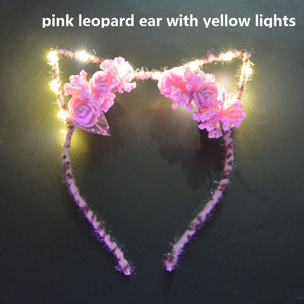 Led blinkende lys cosplay djævel hovedbånd leopard øre fest hovedbeklædning demon horn hårbøjle indretning bryllupsdag
