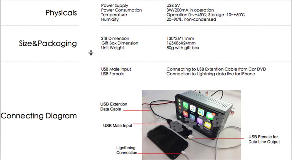 Rhythm 2 din android car radio carplay dongle USB carplay tuner support iPhone Android auto stick hands free function