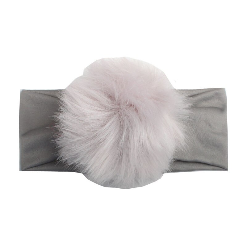 Diadema con pompones de piel sintética para bebé, bandanas elásticas de algodón para niño, turbante para bebé, accesorios para el cabello para bebé